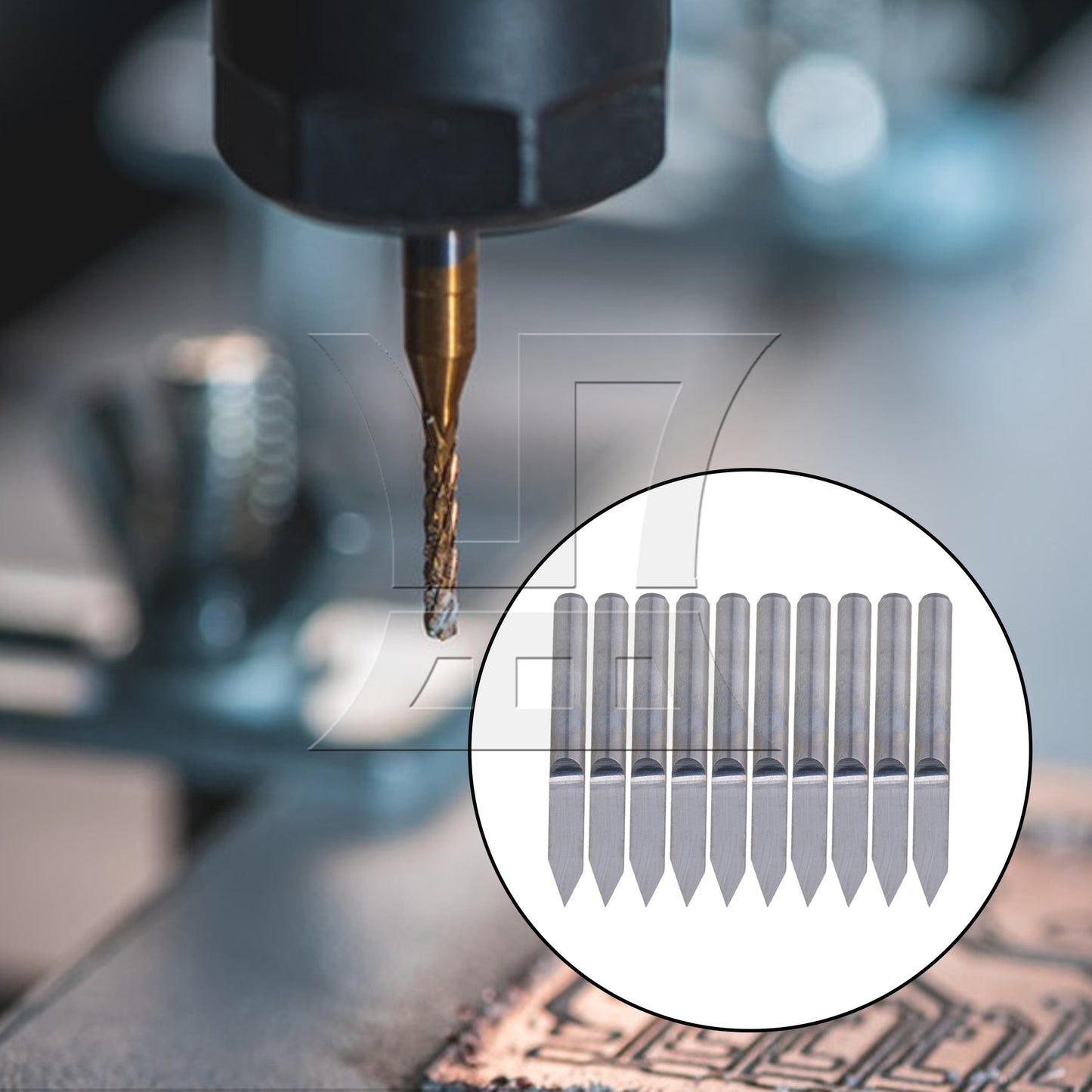 BQLZR 10Pcs 60 Degree 0.2mm Carbide Engraving Bits CNC Router Tool for PCB board