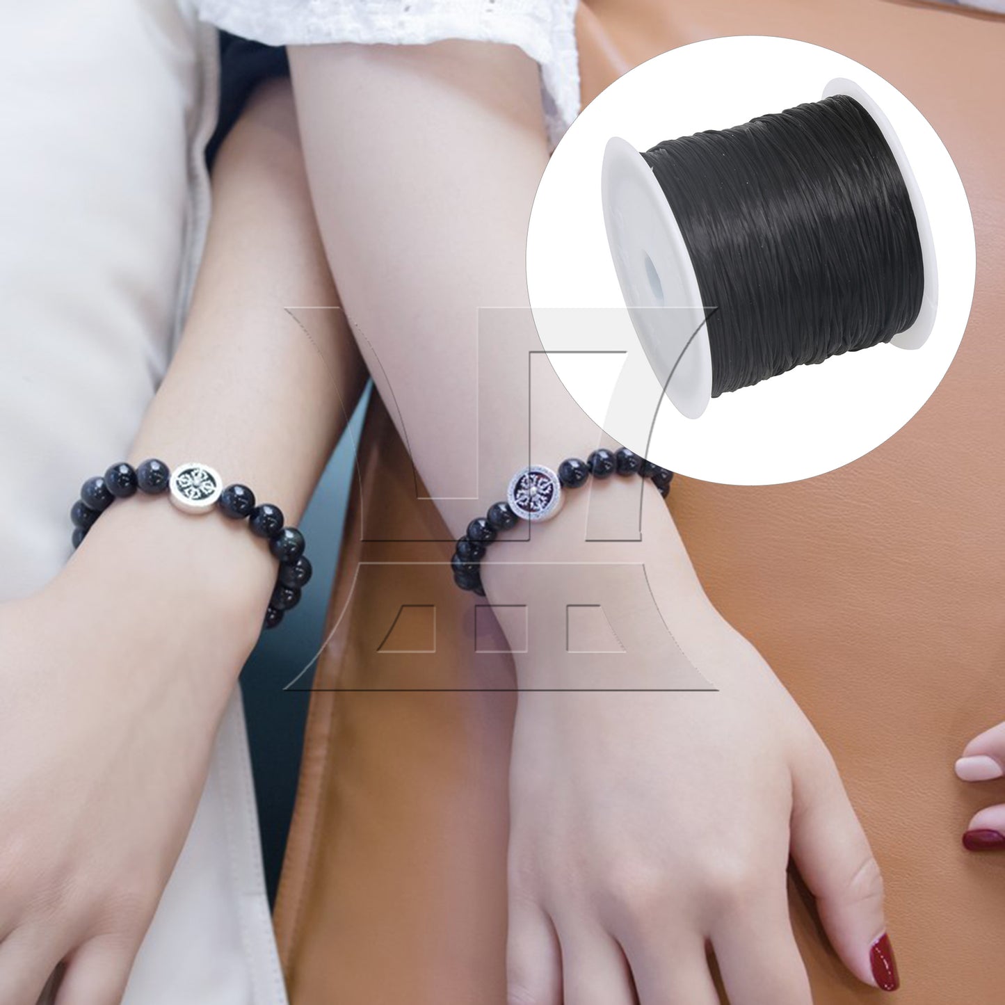 BQLZR 0.5mm Black Beading Thread Jewelry Bracelet Making Weaving Stretchy Cord 60m