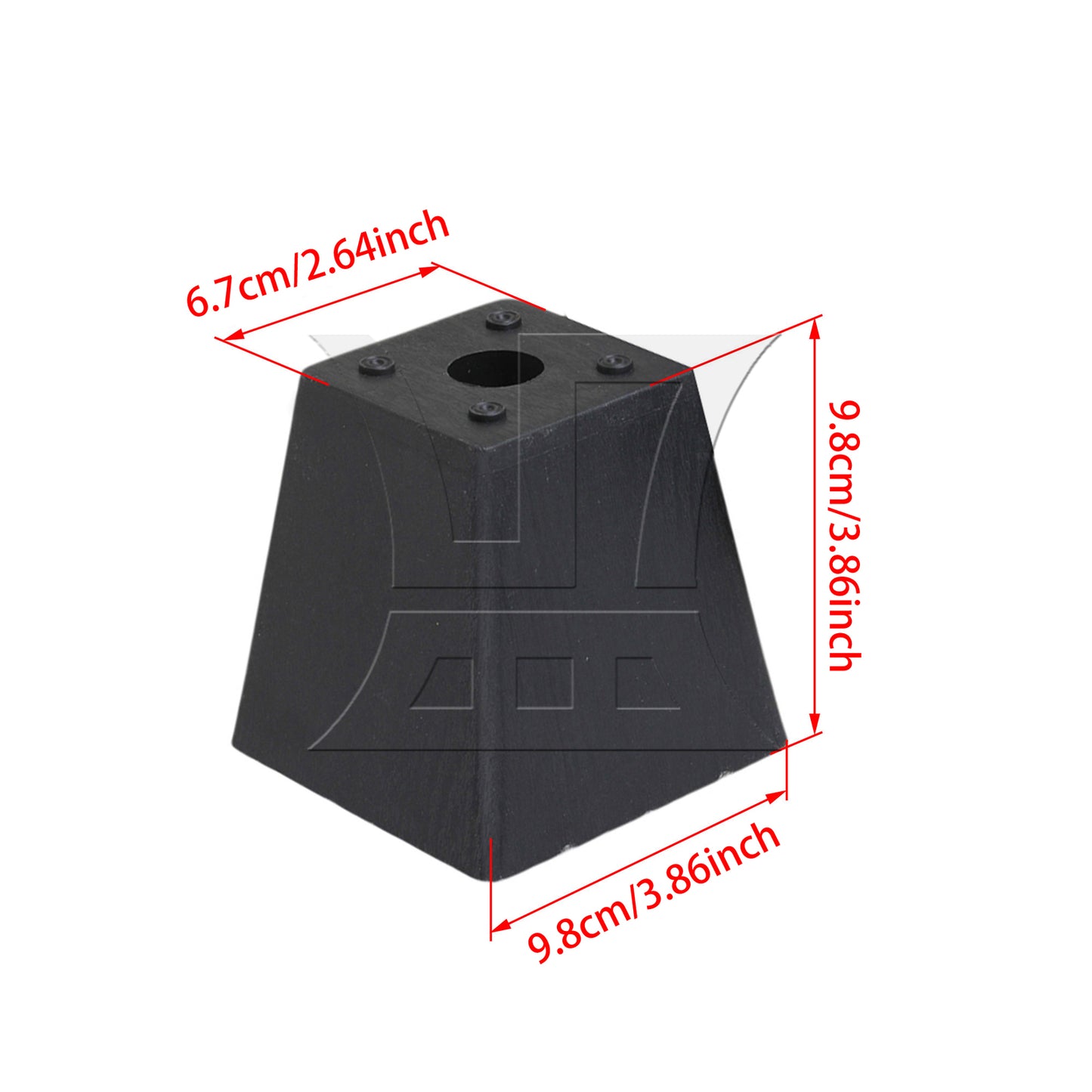BQLZR Trapezoid Black Plastic Furniture Legs for Sofa 98x98x67mm