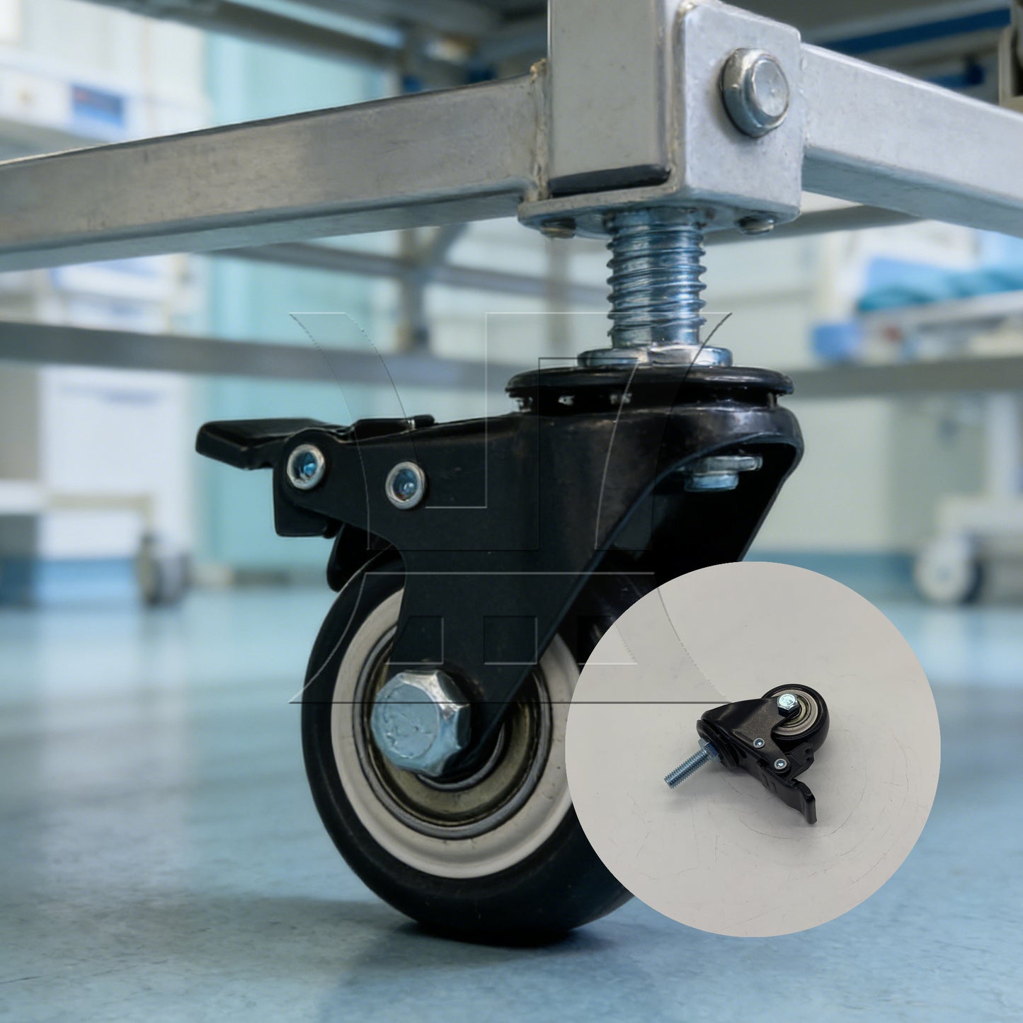 BQLZR 1.5" Plate Swivel Caster Wheels Brake M8 Thread Stem for Rack Shelf