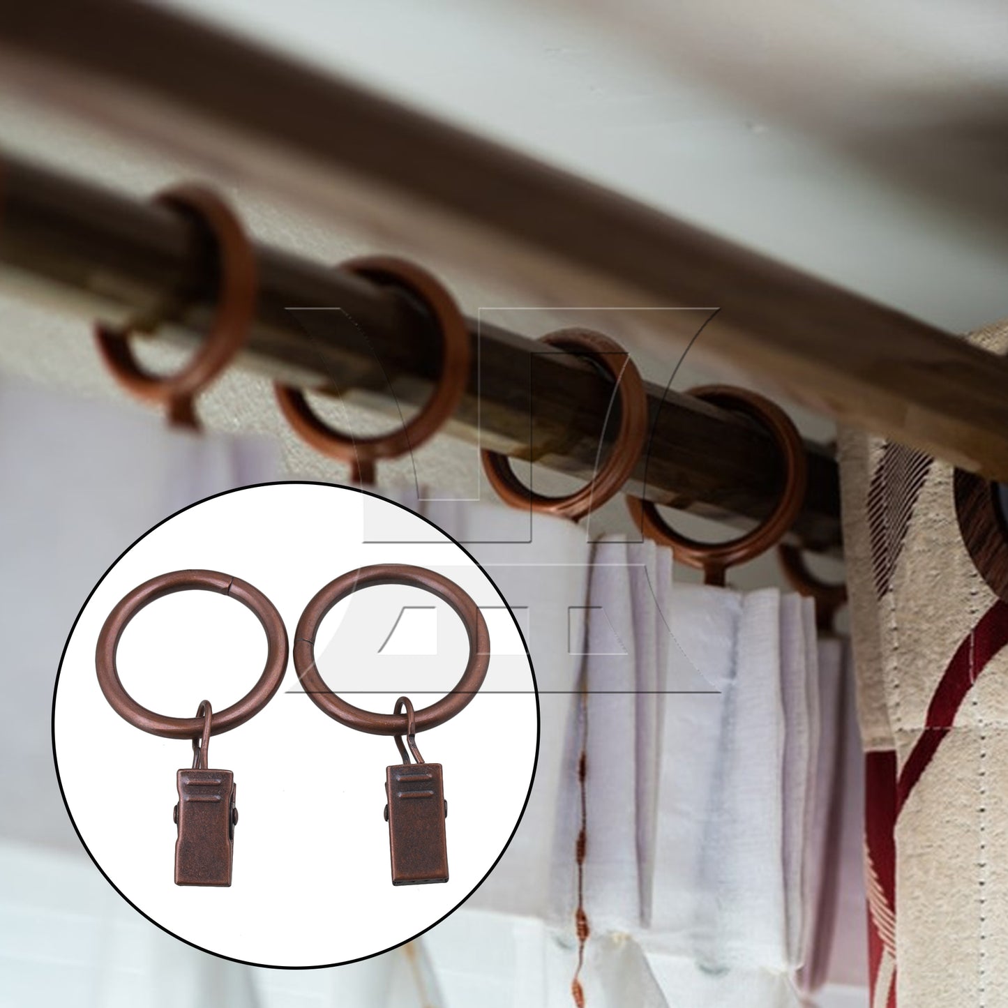 BQLZR 20PCS 25mm ID Red Curtain Rod Clips Rings Drapery Hook with Clip BQLZR