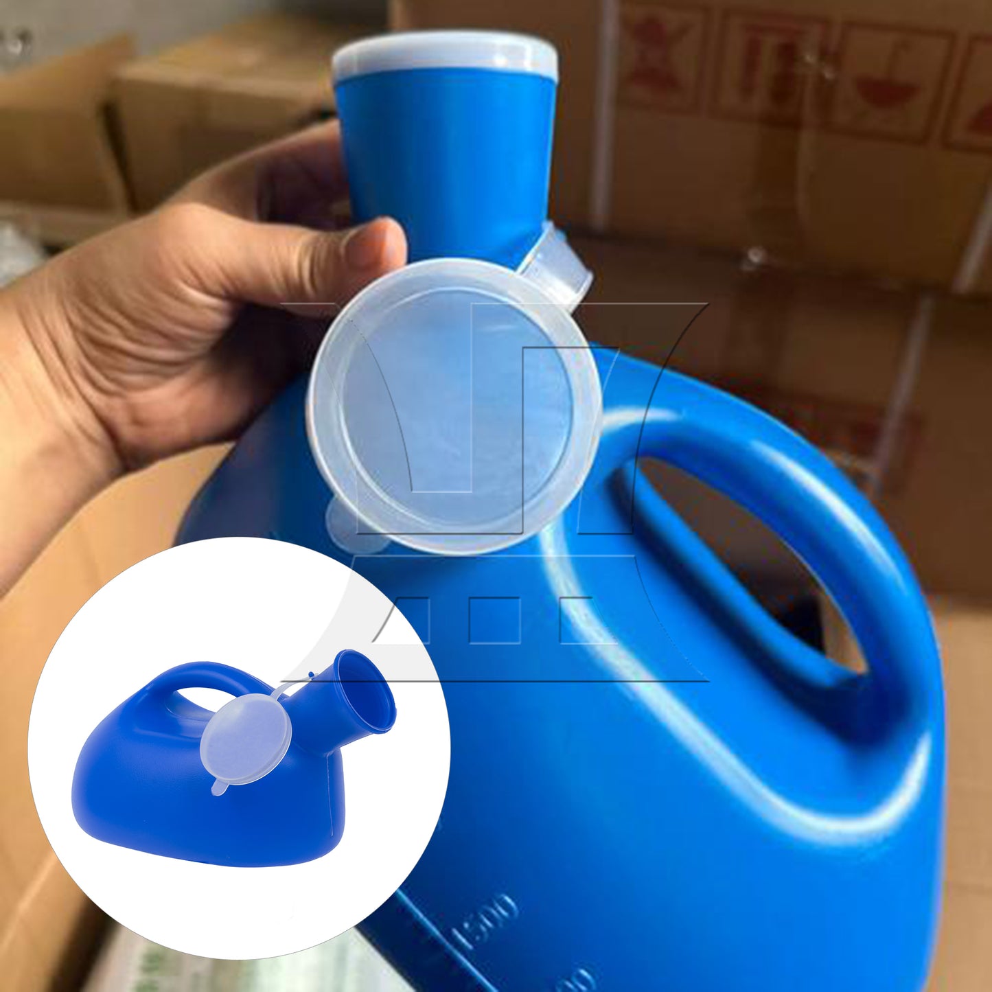 BQLZR 2000ml High Capacity Bed Pans Potty for Mans Travel Car Toilet Blue