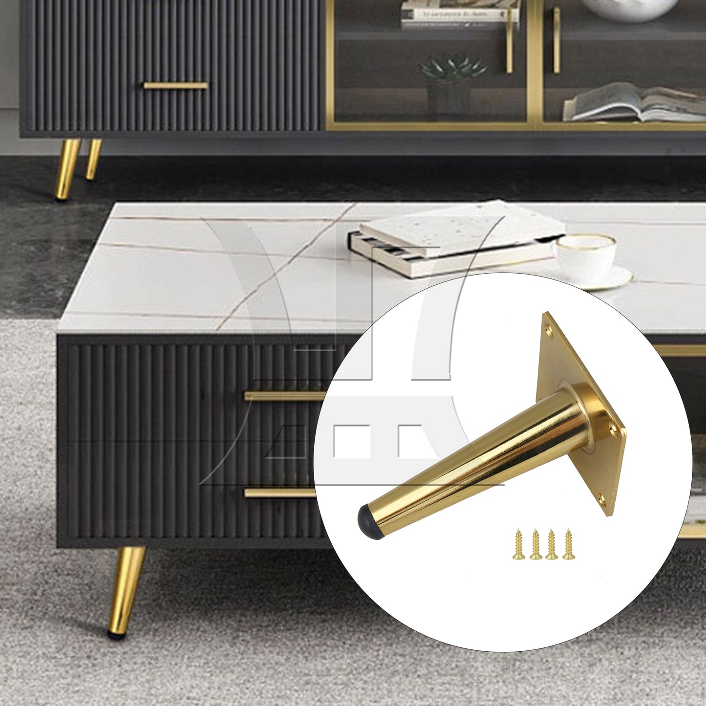 BQLZR Gold Metal 12 cm Column At An Angle Furniture Leg Foot for Desk Sofa