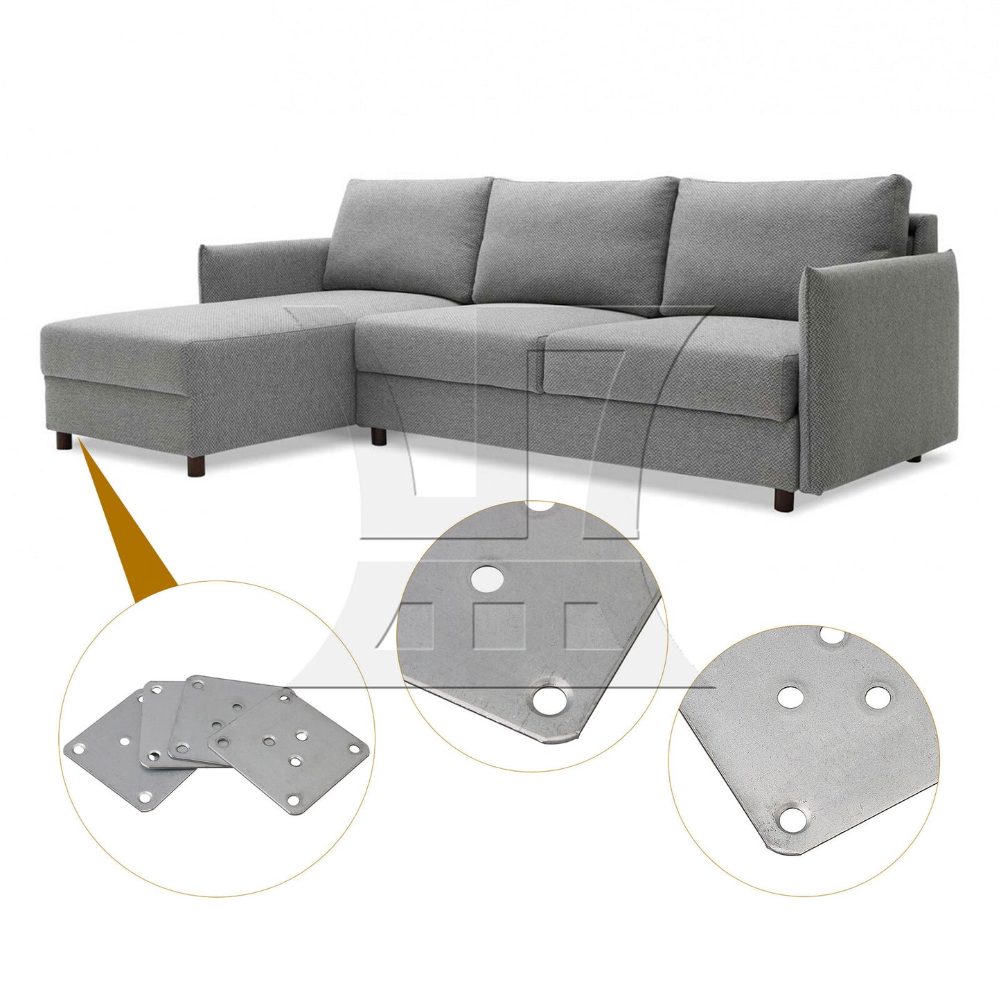 BQLZR 7x7cm Table Legs Iron Mounting Plates with 3 M5.8 Holes Silver