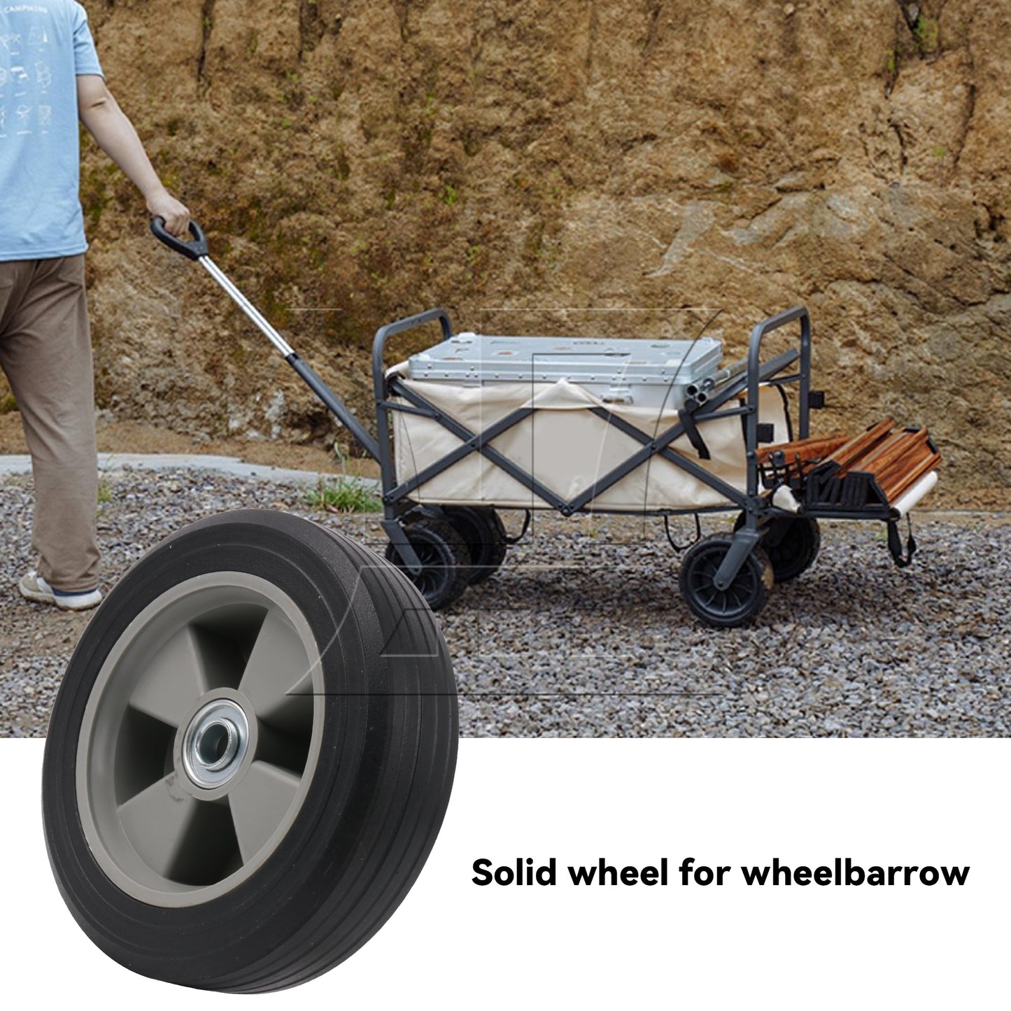 BQLZR Lawn Mower Rubber Tire Wheel Solid 8 Inches Diameter 132.27 LBS Load-bearing
