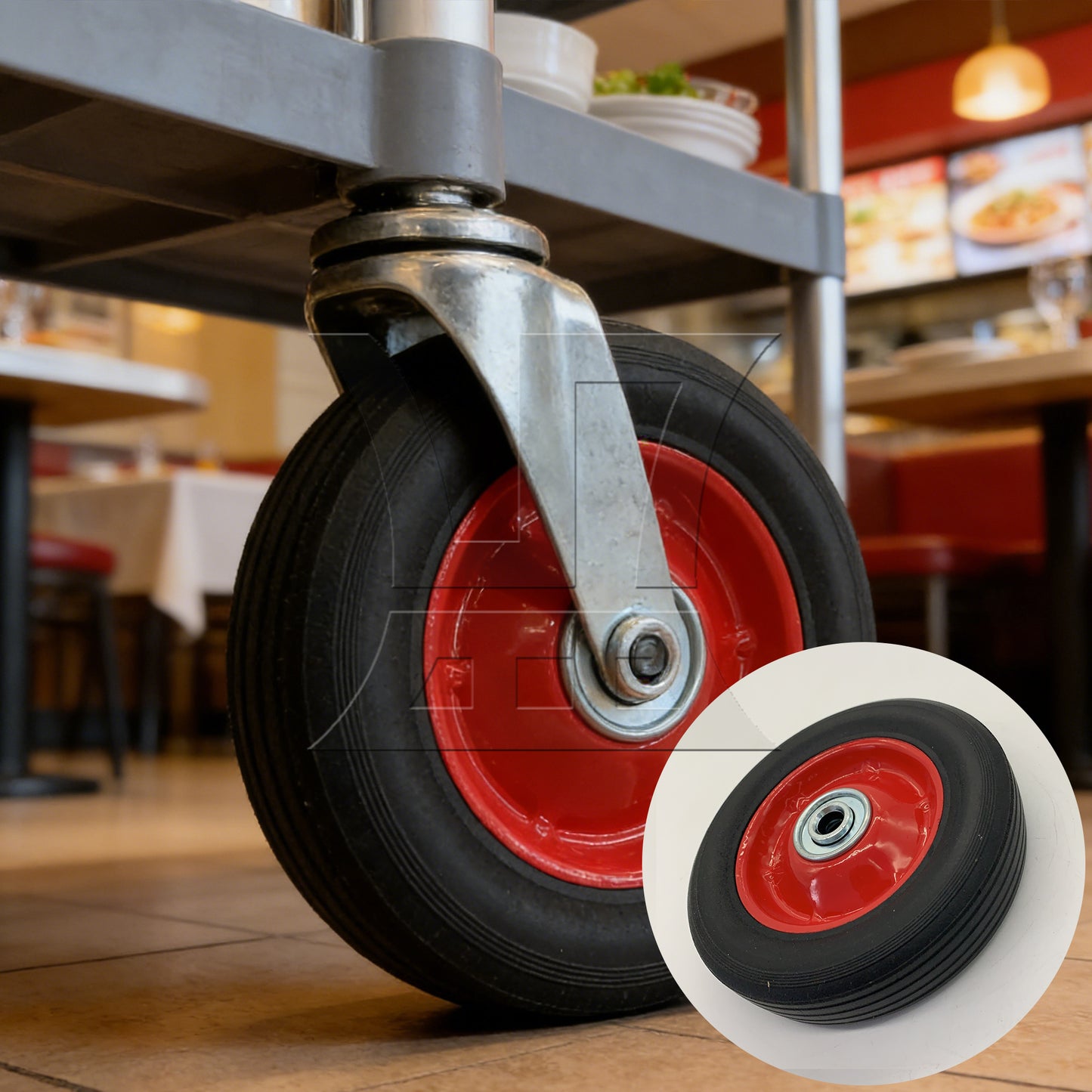 BQLZR 2Pieces Wheelbarrow Tire Wheel Solid 6" Black Rubber 132.27 LBS Capacity Red