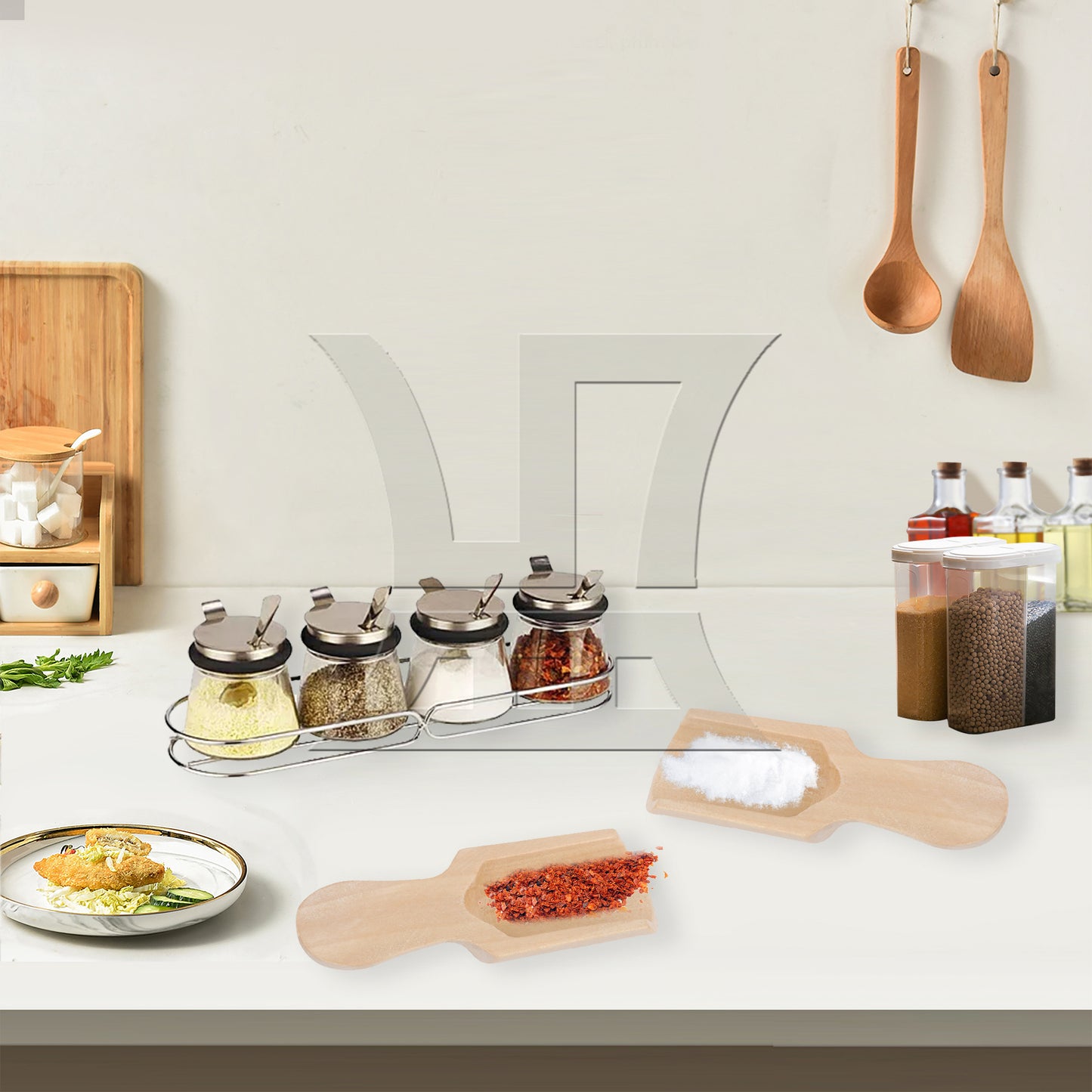 BQLZR 2.87" x 0.94" Mini Wooden Spoons Kitchen Teaspoon Condiment Utensil