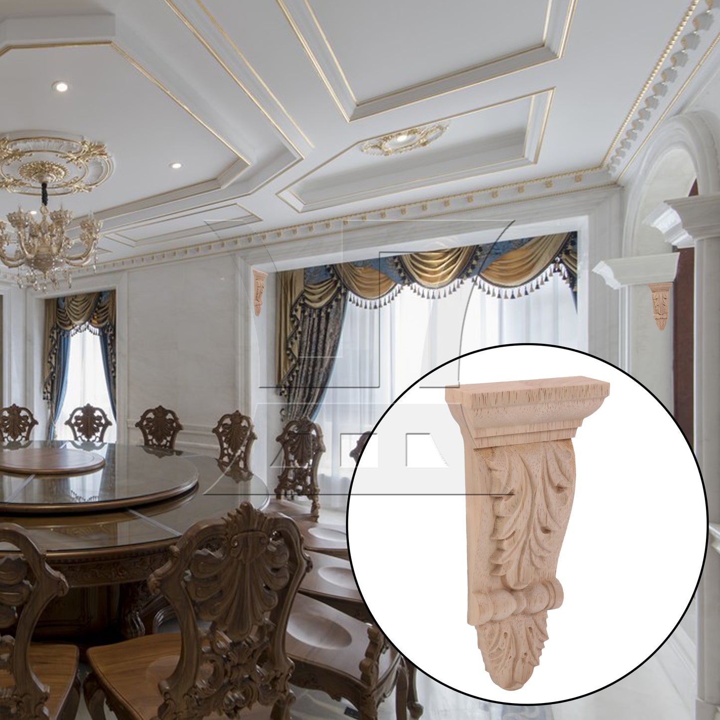 BQLZR Wood Carved Corner Onlay Furniture Door Decal 80x25x160mm Unpainted