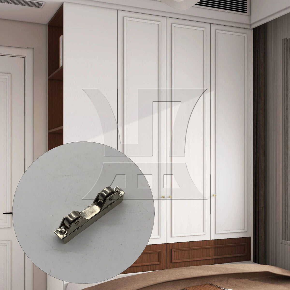 BQLZR 1pc Sliding Door Track Glass Pulley 8mm with Bearing for Wardrobe Door Double Pulleys Cabinet Door Double Pulleys