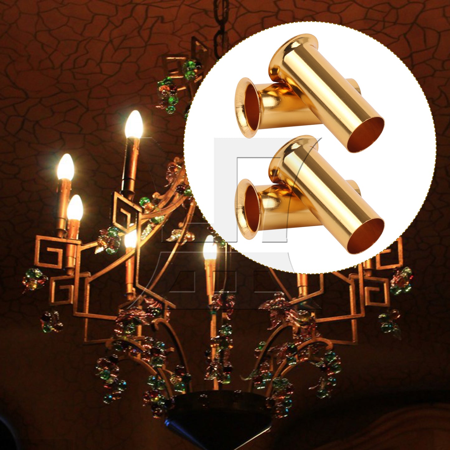 BQLZR 4 Pieces E14 Chandelier Socket Sleeves 3.15" Tall x 1.18" Diameter Gold Set