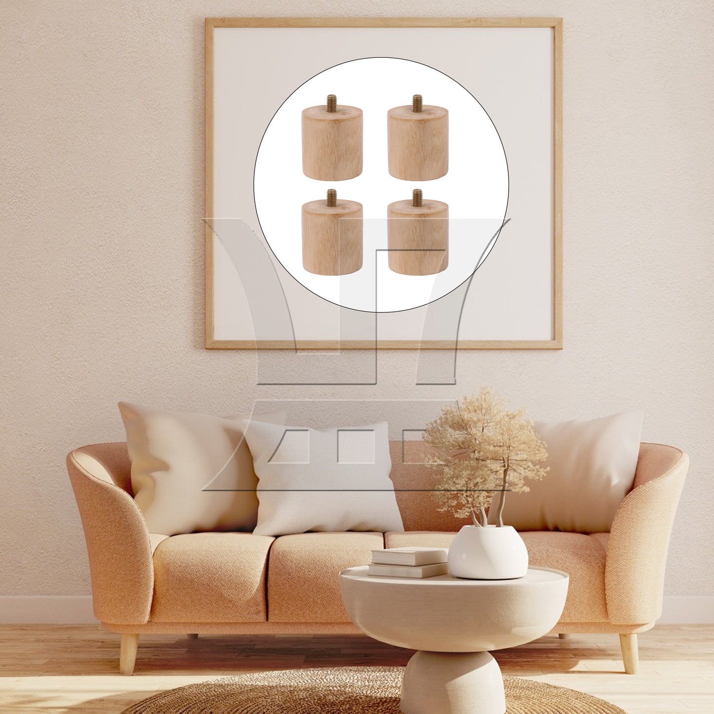 BQLZR 4 Pieces Wood Cabinet Feet Furniture Legs 5/16" Thread Dia 1.73 x 1.73 Inch