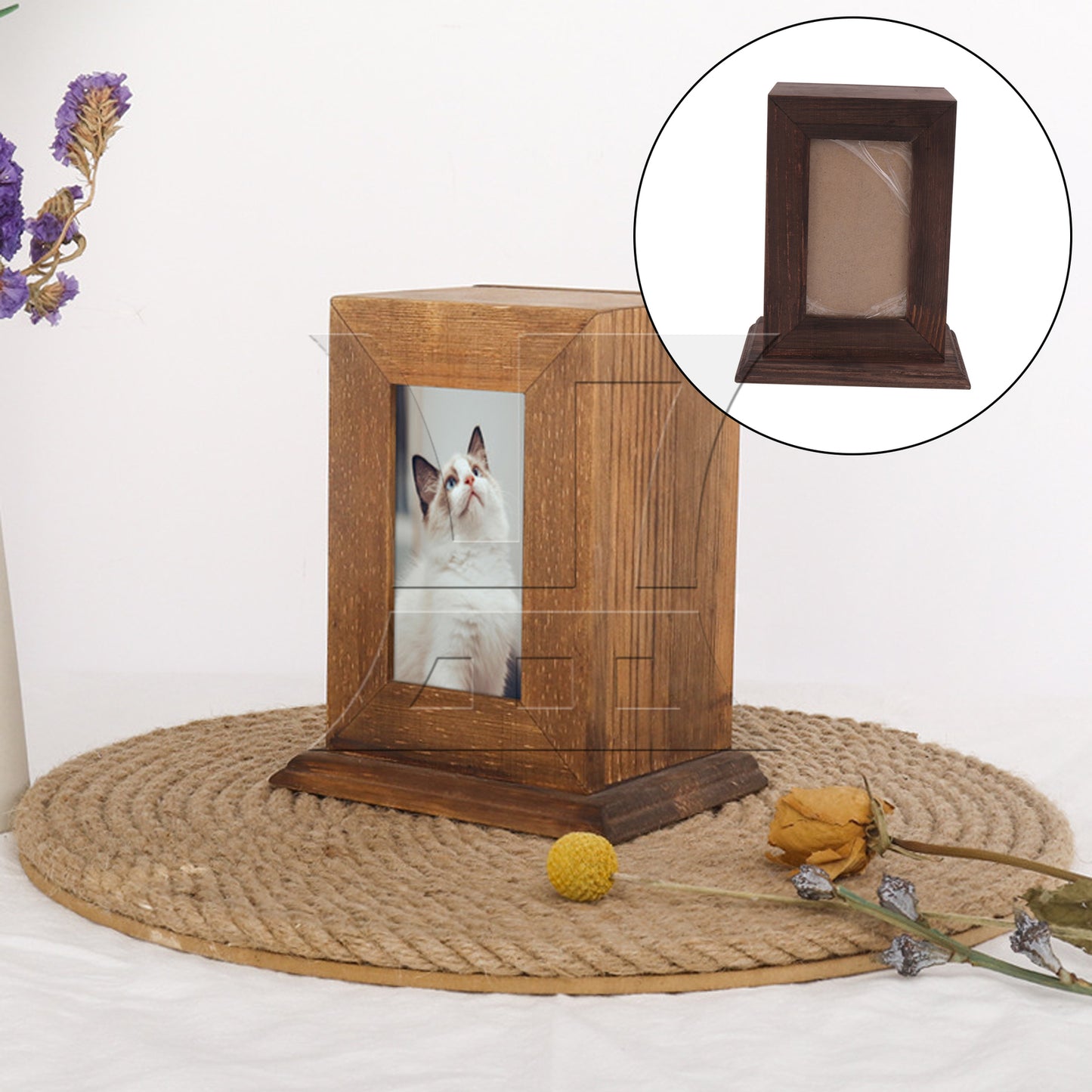 BQLZR Black-Brown Wooden Pet Urn Ashes Keepsake Memorial Box 5.51" x 4.13" x 6.69"