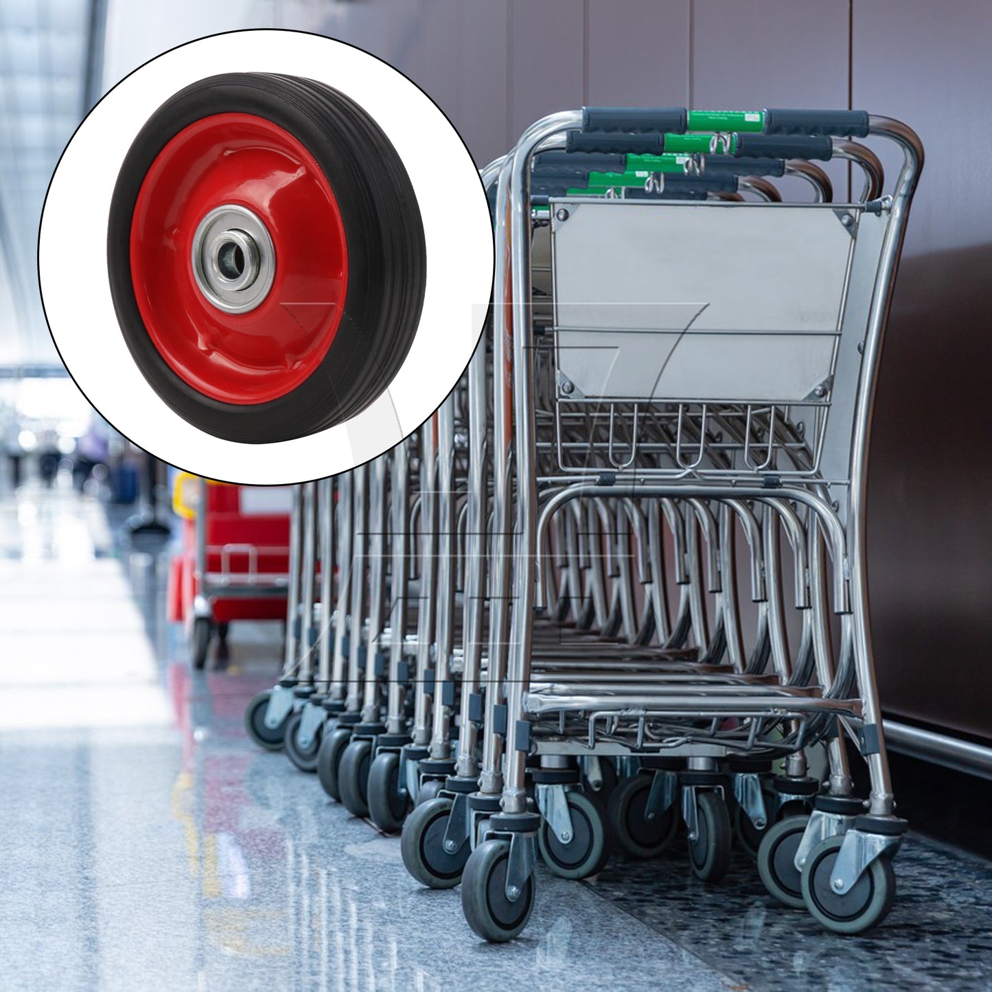 BQLZR Replacement Tire for Hand Truck 5" D 0.5" Bore Dia w/ Red Plastic Iron Spoke