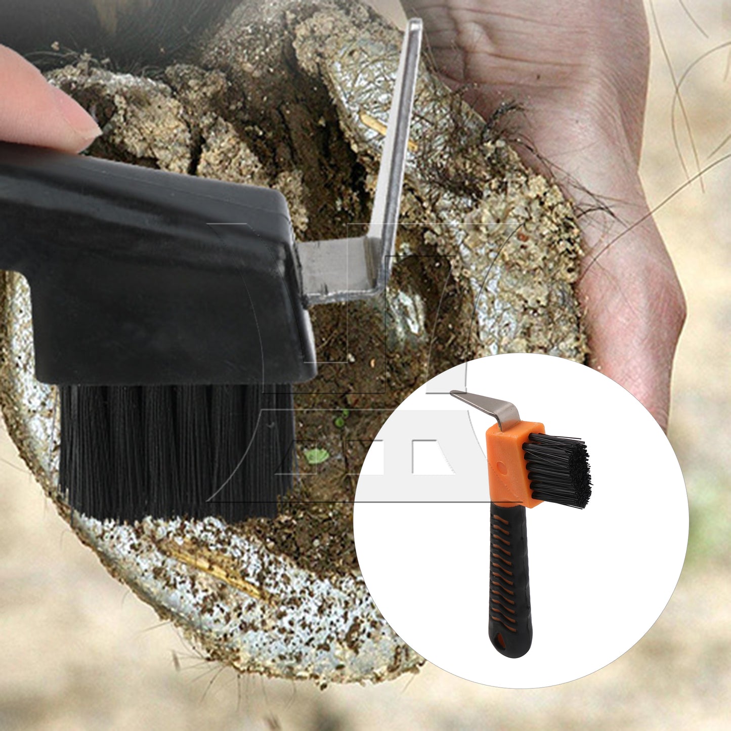 BQLZR 1pc Horse Hoof Pick Brush Orange Horseshoe Cleaning Brush