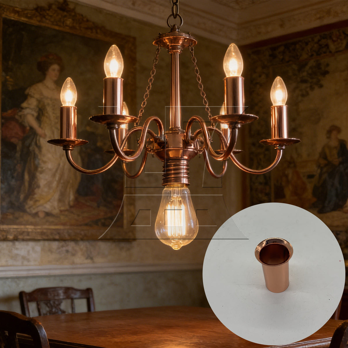 BQLZR 1pc E14 Chandelier Socket Sleeve 30 x 60mm Rose Gold Crystal Chandelier Hardware Iron Casing