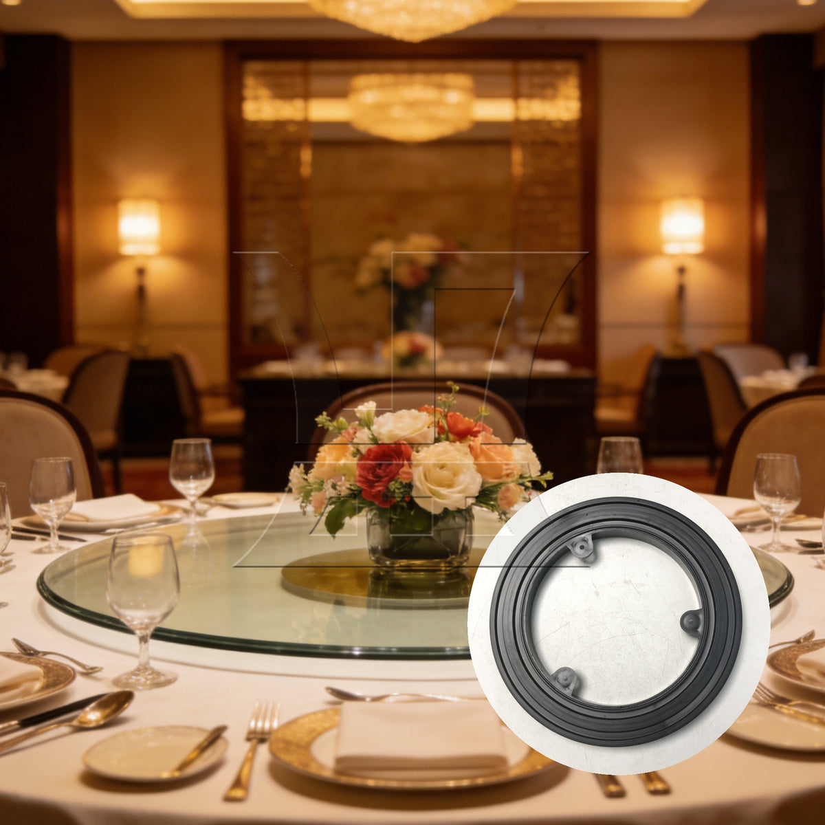 BQLZR 1pc Plastic Ring Lazy Susan Turntable Diameter 18cm Black for Load Bearing Sealing Flower Arrangement Furniture Rotary Base