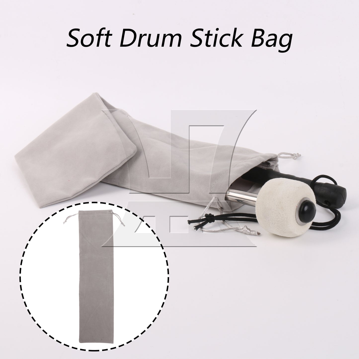 BQLZR Percussion Accessories Gray Velvet Bag with Drawstring for Drum 18.11x4.72"