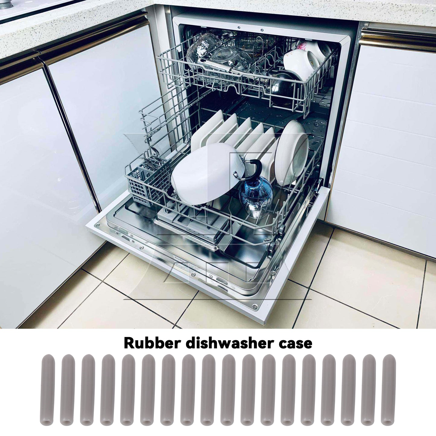 BQLZR 100 Pieces 1.02" x 0.12" Rubber Dishwasher Prong Rack Grey Caps