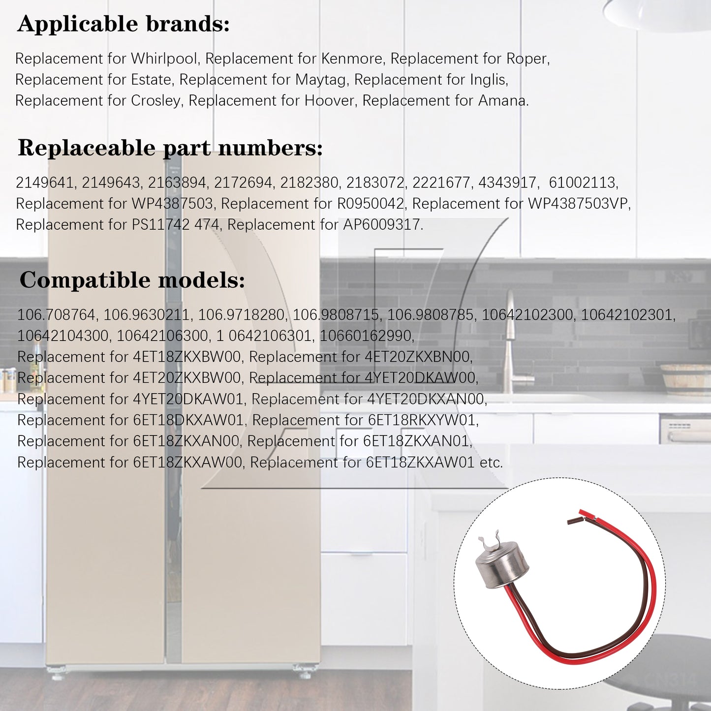 BQLZR Refrigerator Bimetal Defrost Thermostat Replacement for 4387503 Silver