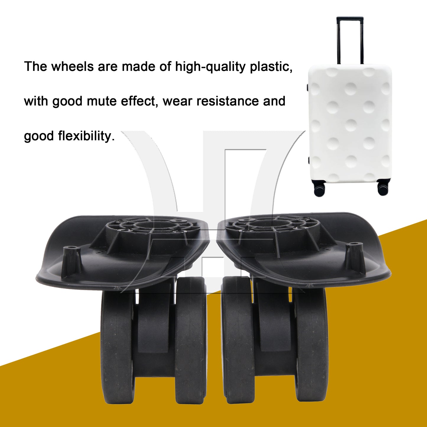 BQLZR 2Pieces Luggage Suitcase Replacement Wheels 360 Swivel Left & Right W226 Black
