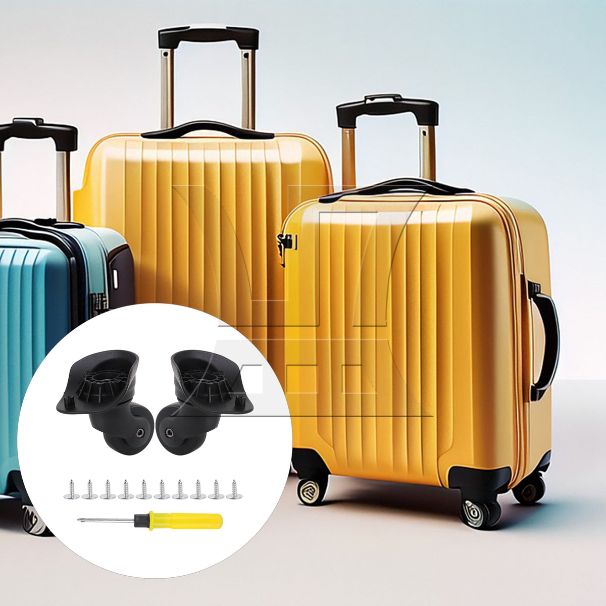 BQLZR 2 Pieces 3.62" Height Replacement Luggage Wheels Plastic Rollers W185 Black