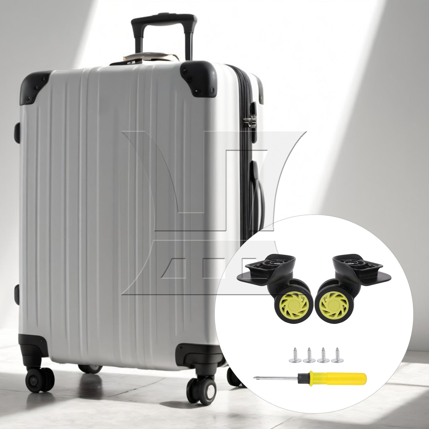 BQLZR 2 Pieces Replacement Luggage Wheel Plastic Roller 3.31" W208 Black w/ Screws