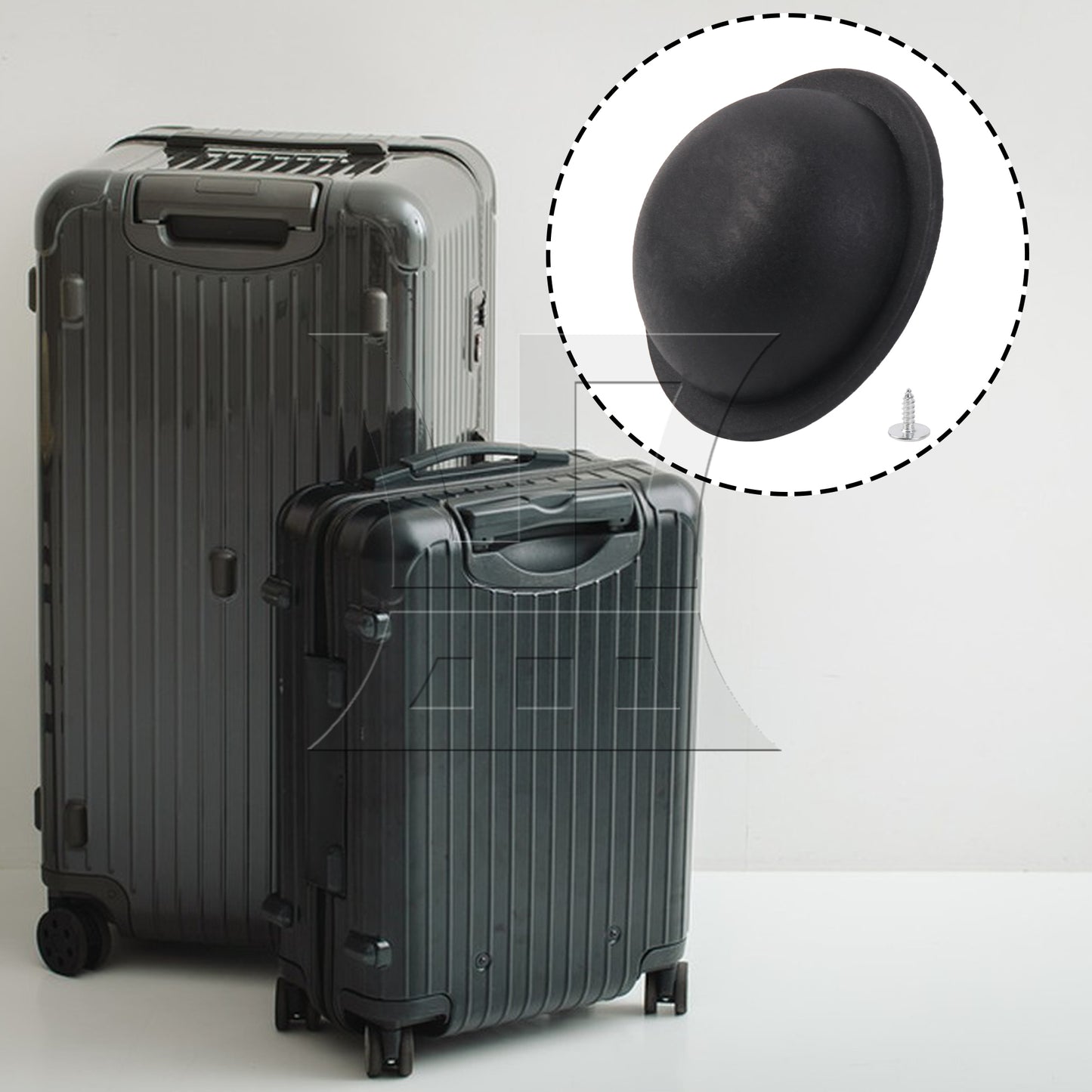 BQLZR Luggage Bracket Side Feet Pad 1.57 x 0.55 Inch Plastic Black Round with Screw