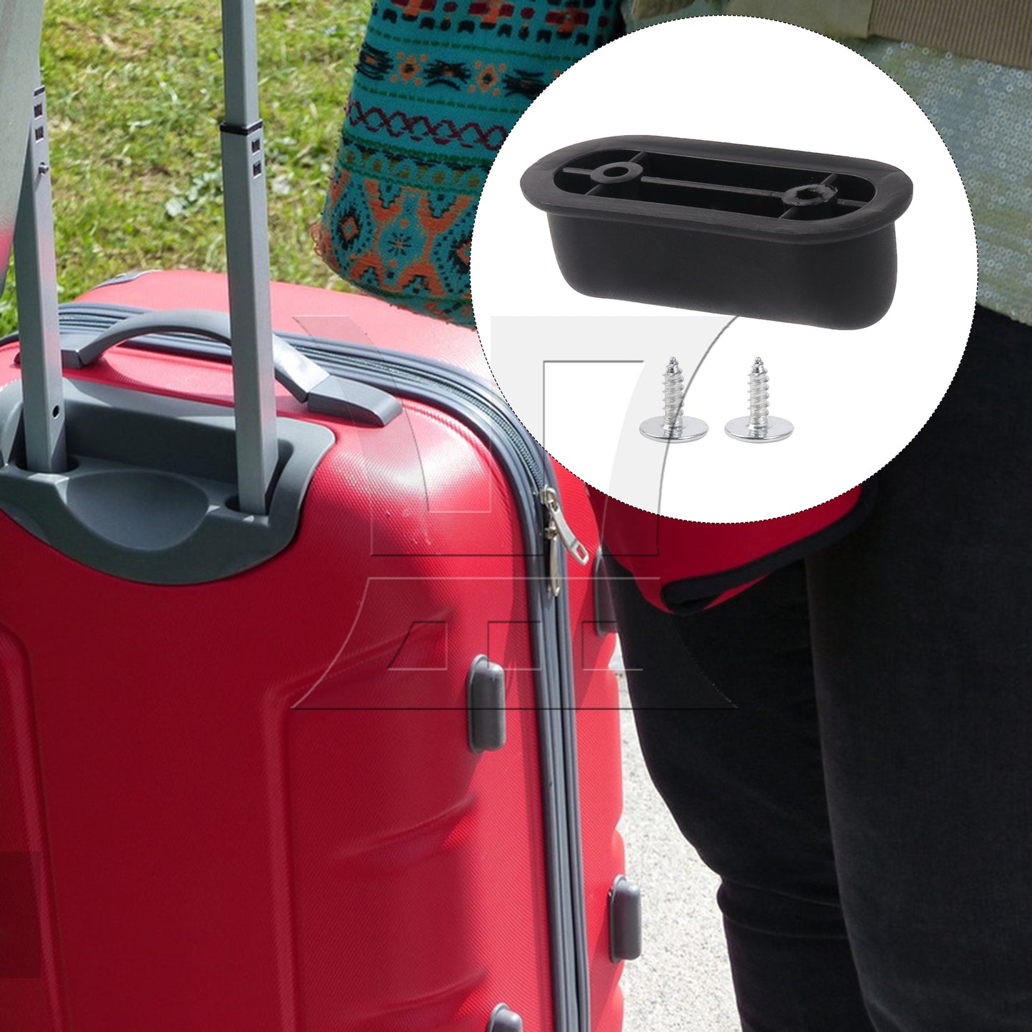 BQLZR Travel Luggage Suitcase Bracket Side Stud Feet 1.14" Hole Spacing Black D Type