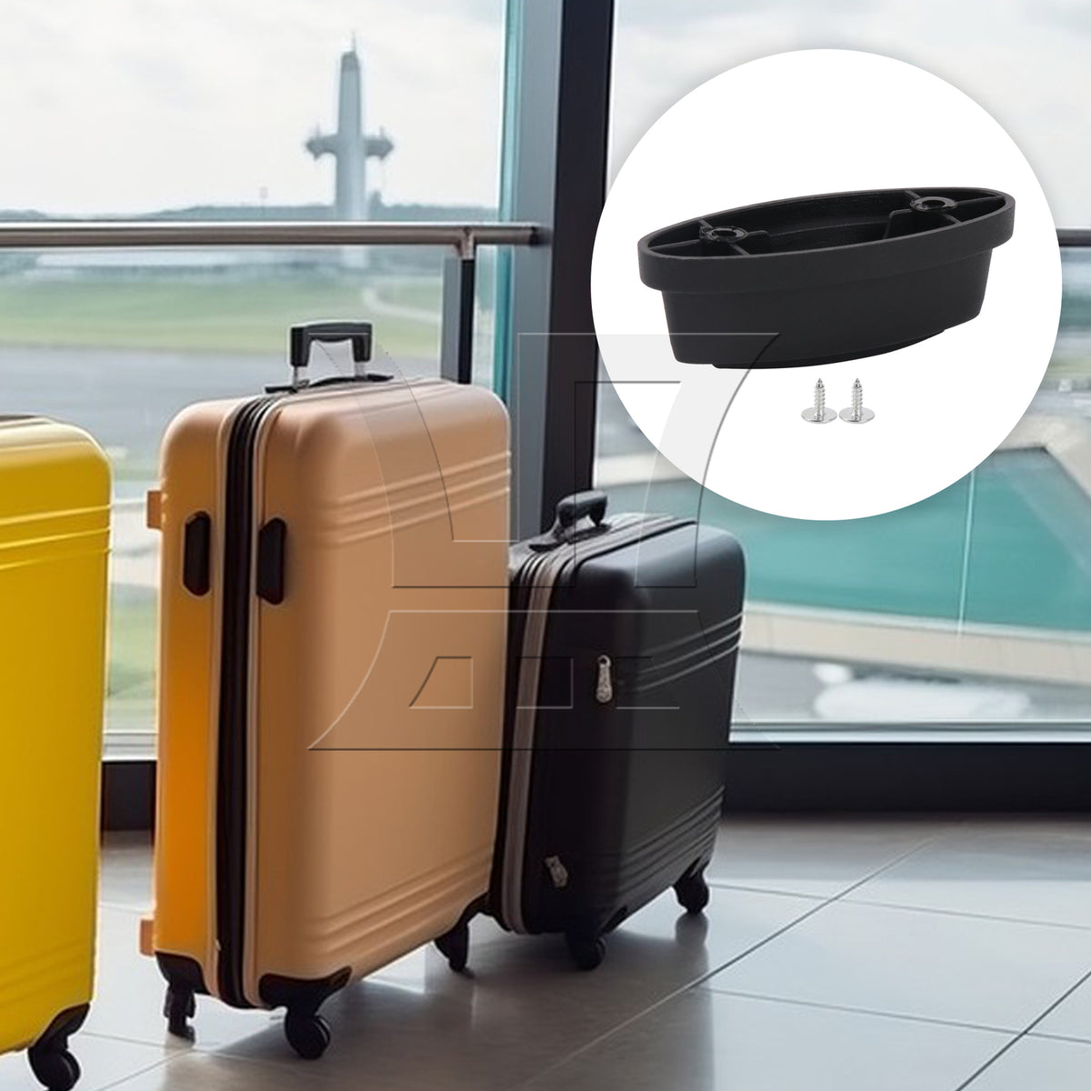 BQLZR Plastic Luggage Feet for Suitcase Stand 1.18 Inch Hole Spacing Black E Type