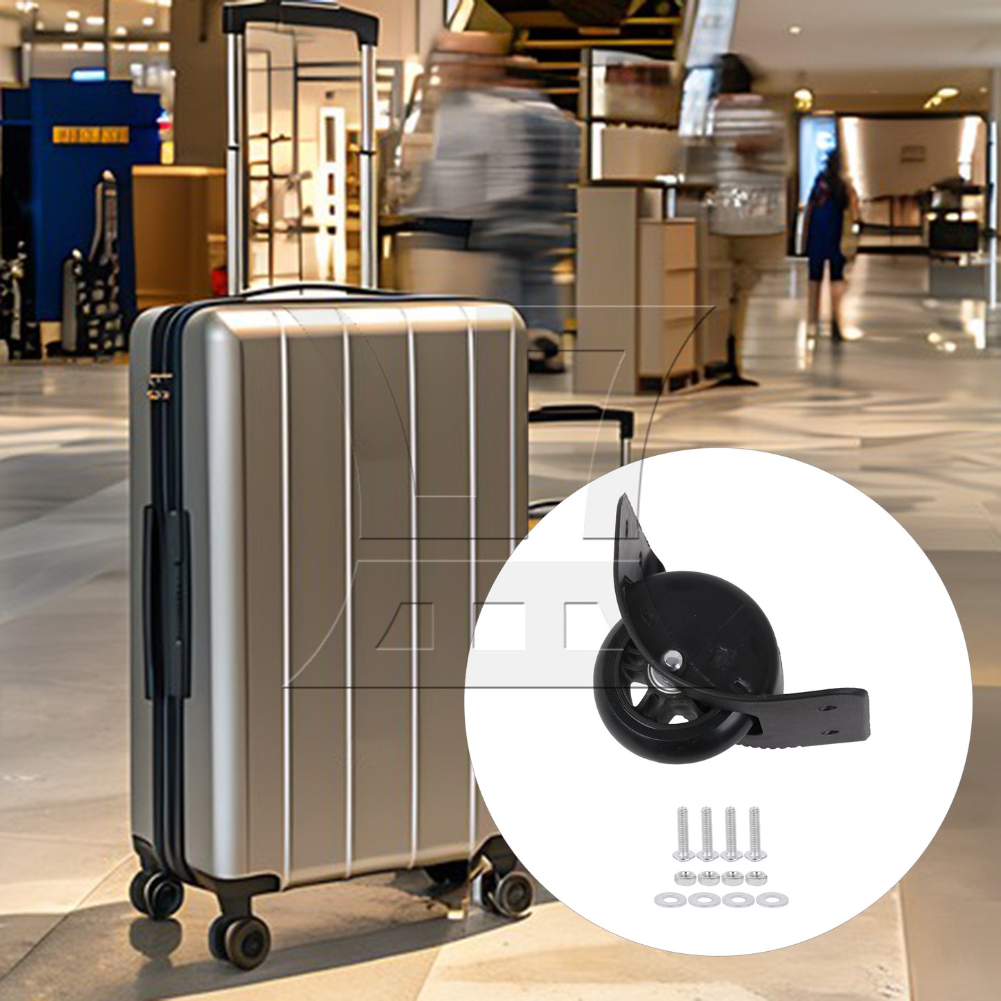 BQLZR 1pc Travel Luggage D003 Black Right Wheel for Repairing Travel Case Wheels