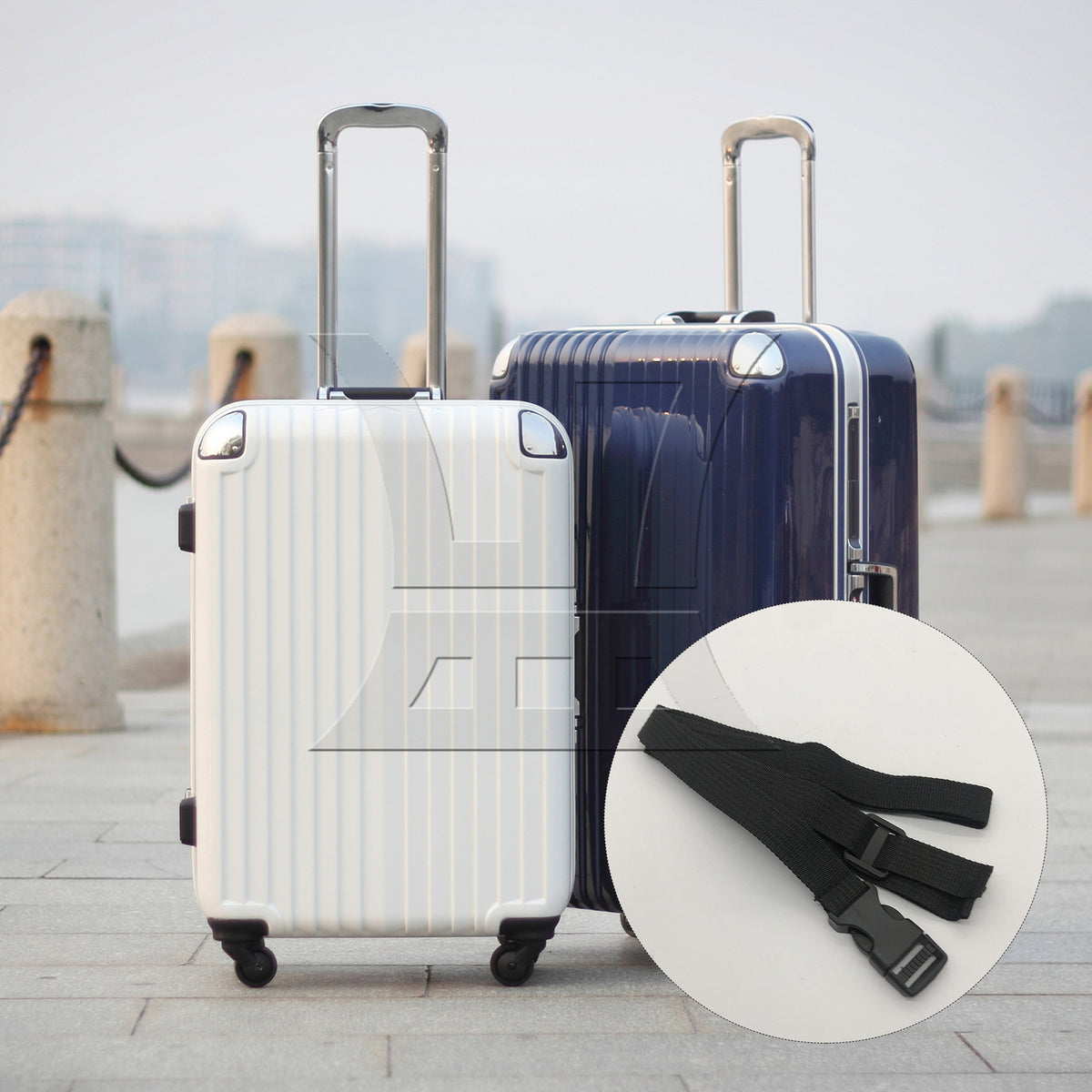 BQLZR 1pc Luggage Strap Width 2cm x Length 150cm No Elastic Black for Long-Distance Travel Business Travel