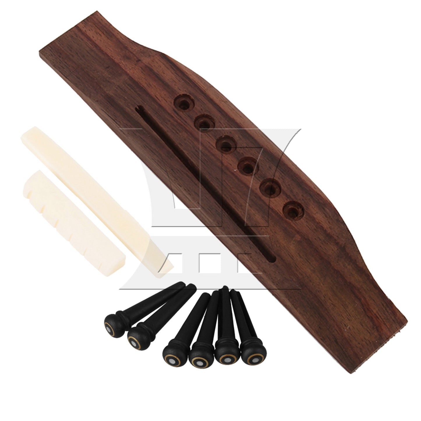 Saddle & Nut 6 String Rosewood Bridge Ebony End Pins for Acoustic Guitar Part