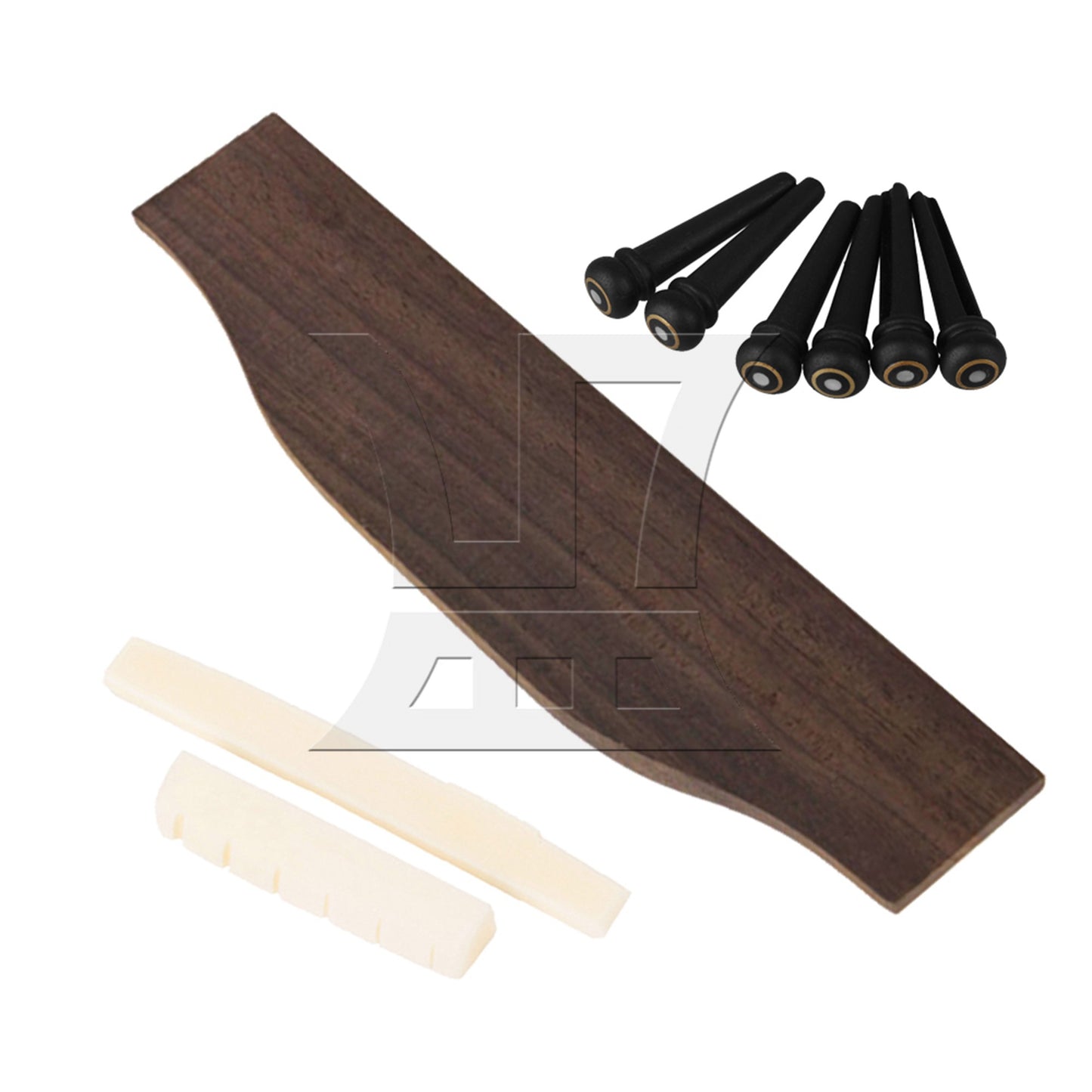 Saddle & Nut 6 String Rosewood Bridge Ebony End Pins for Acoustic Guitar Part
