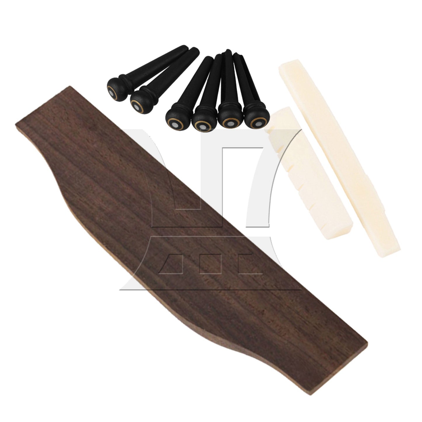 Saddle & Nut 6 String Rosewood Bridge Ebony End Pins for Acoustic Guitar Part