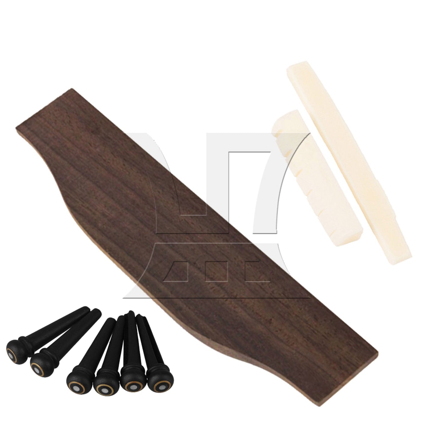Saddle & Nut 6 String Rosewood Bridge Ebony End Pins for Acoustic Guitar Part
