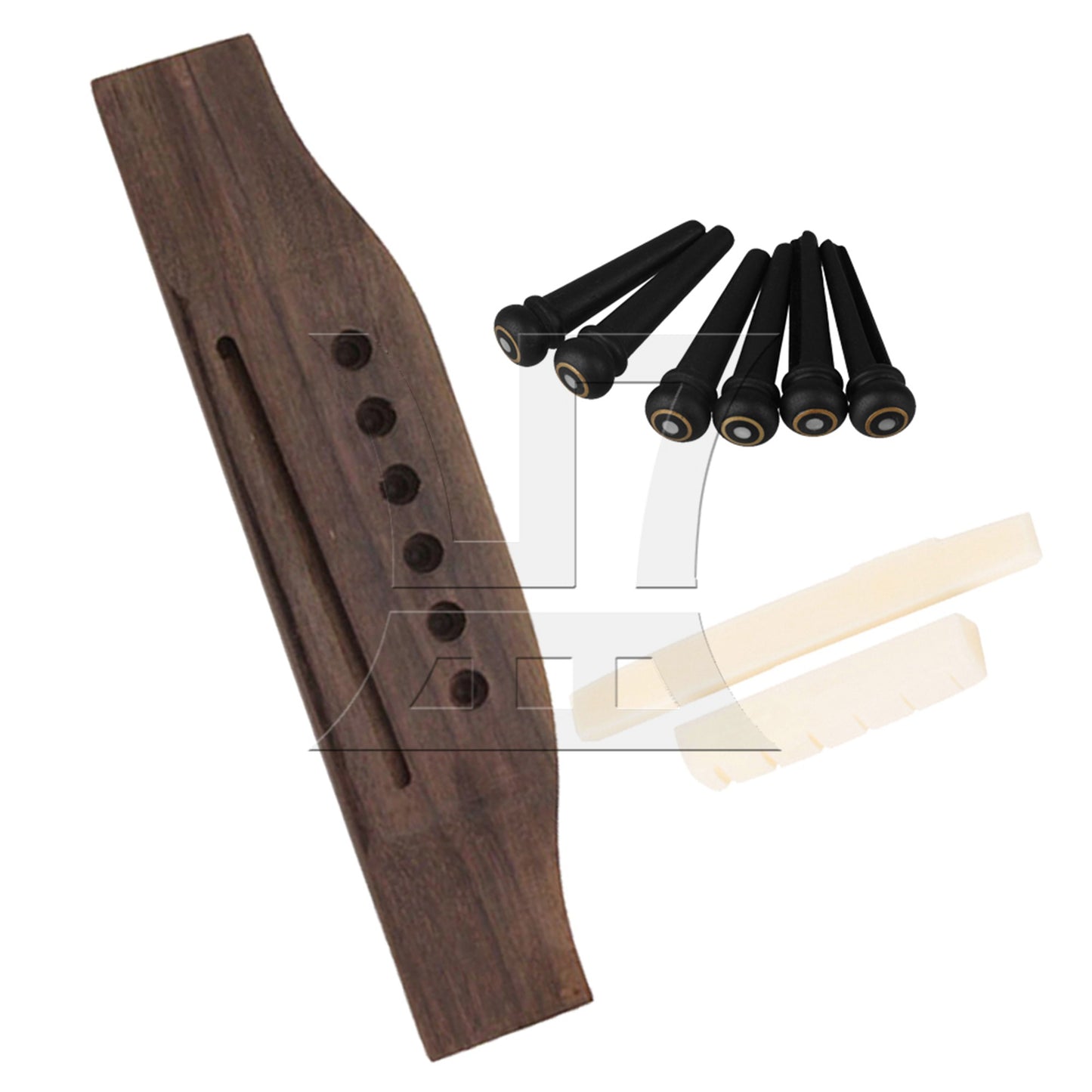Saddle & Nut 6 String Rosewood Bridge Ebony End Pins for Acoustic Guitar Part
