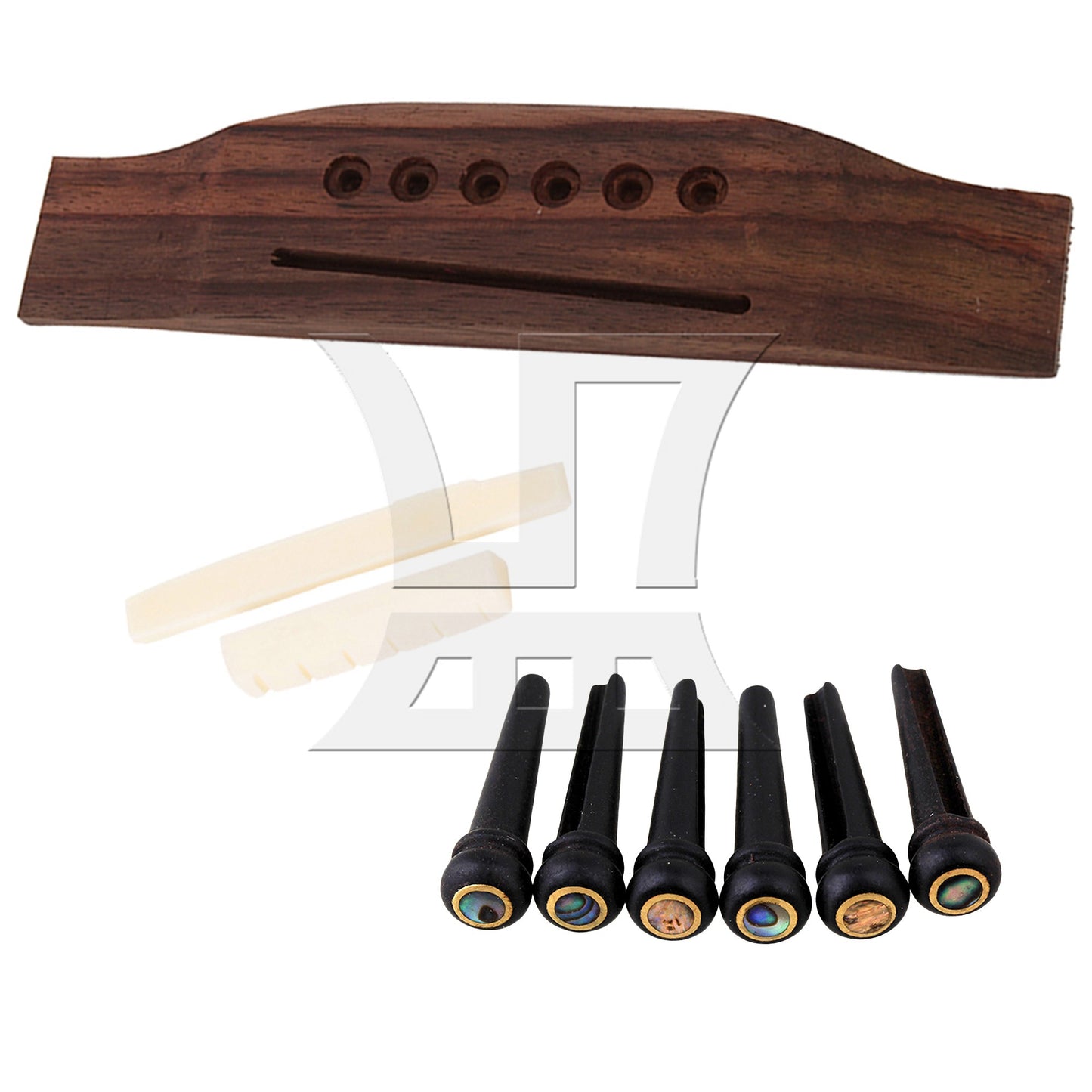 Saddle & Nut 6 String Rosewood Bridge Ebony End Pins for Acoustic Guitar Part