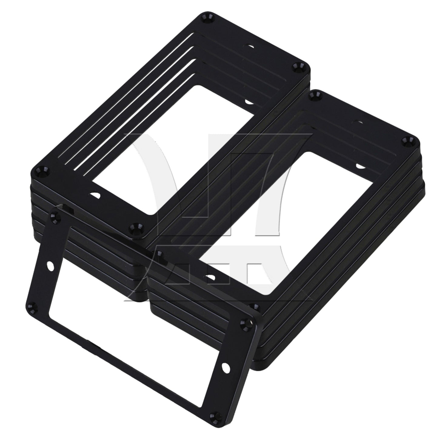 2 pcs Black ABS Flat Bottom Humbucker Pickup Mounting Ring Frames 92x45x5mm