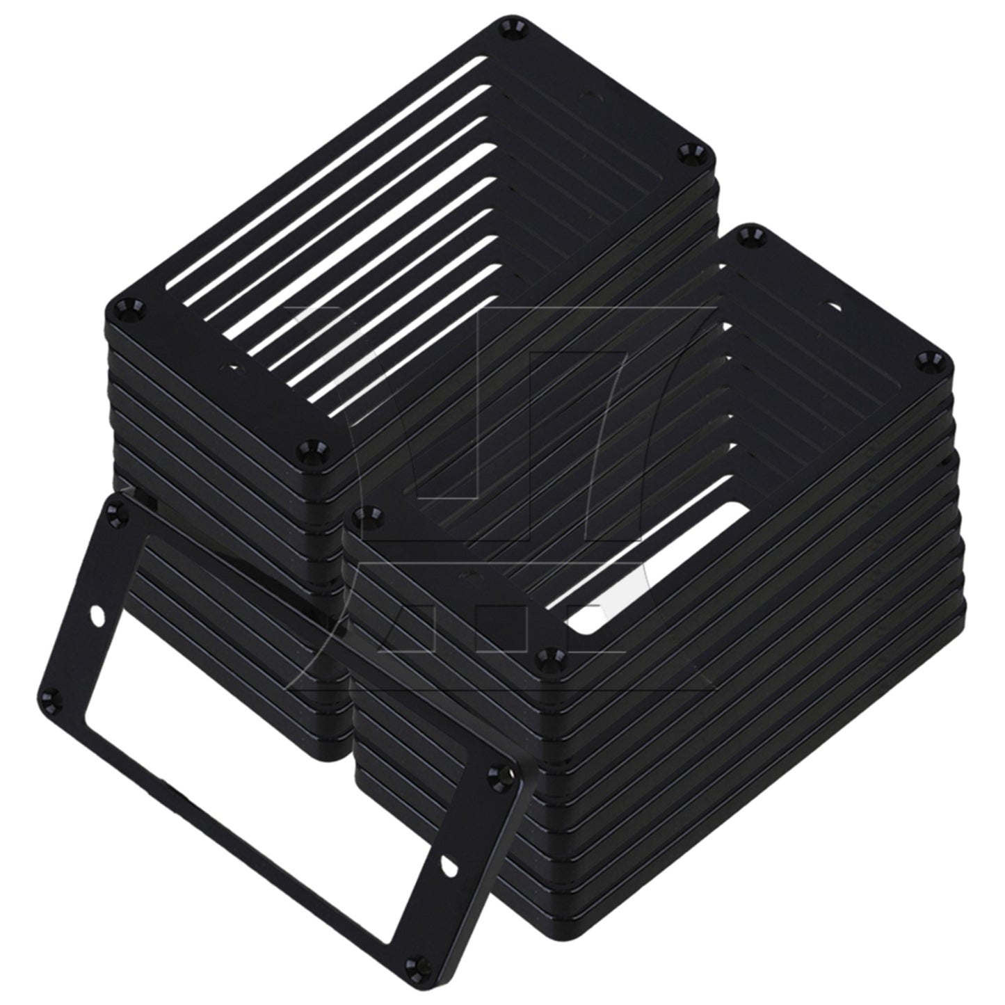 2 pcs Black ABS Flat Bottom Humbucker Pickup Mounting Ring Frames 92x45x5mm