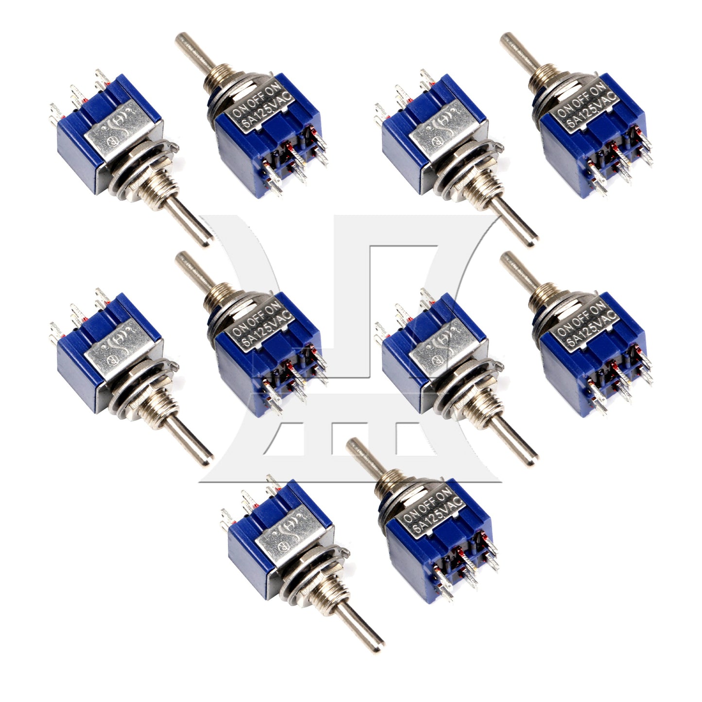 2pcs Blue Electirc 3 Position Toggle Switch DPDT AC 125V 6A TGB3