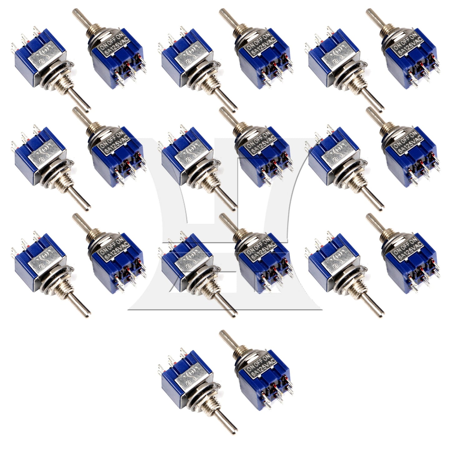 2pcs Blue Electirc 3 Position Toggle Switch DPDT AC 125V 6A TGB3