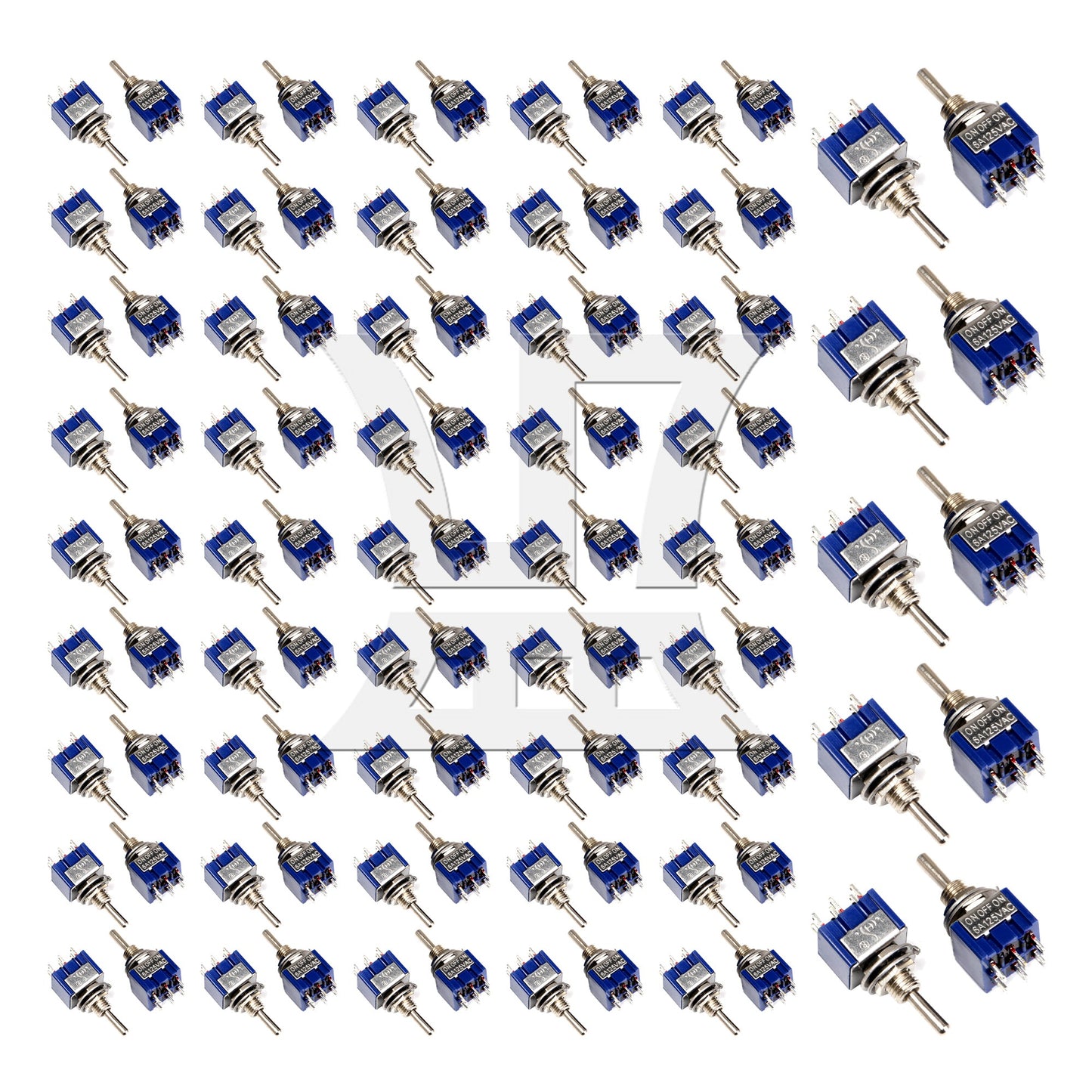 2pcs Blue Electirc 3 Position Toggle Switch DPDT AC 125V 6A TGB3