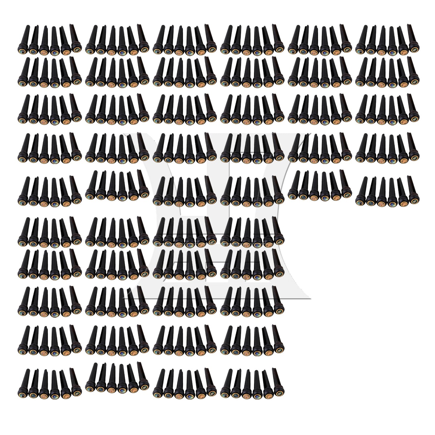 6 Acoustic Guitar Ebony Bridge Pins With Abalone Dot and Brass Circle skirt