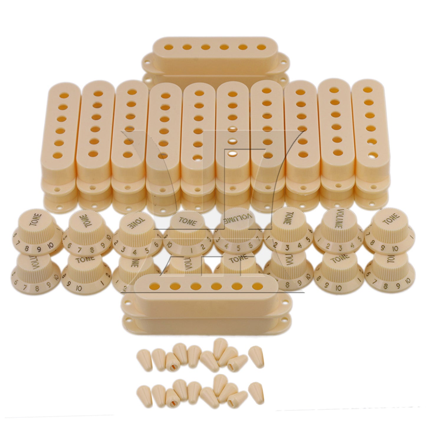 Cream Guitar Parts Set Switch tip Single coil Pickup Cover 1 volume 2 Tone Knobs