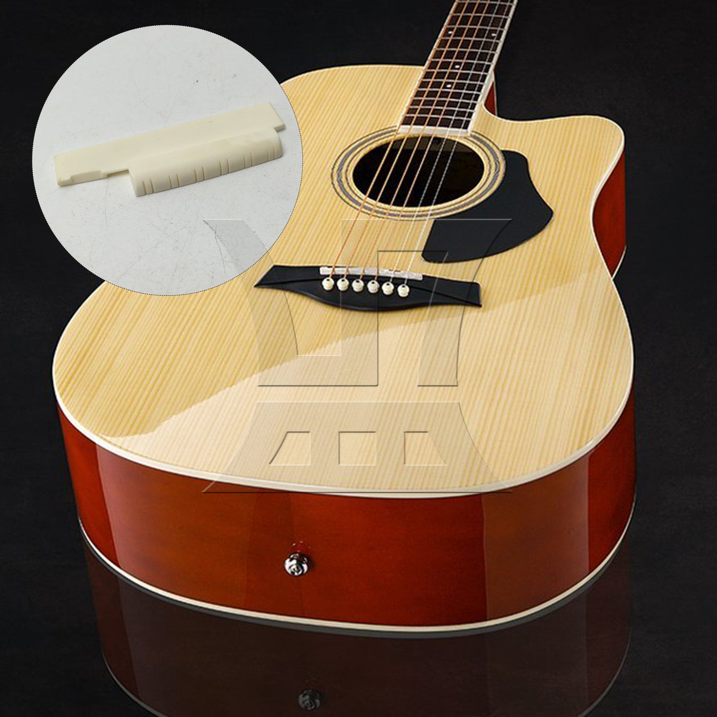BQLZR 12 String Acoustic Guitar Bridge Saddle + Nut + Pins with Abalone Inlay Dots