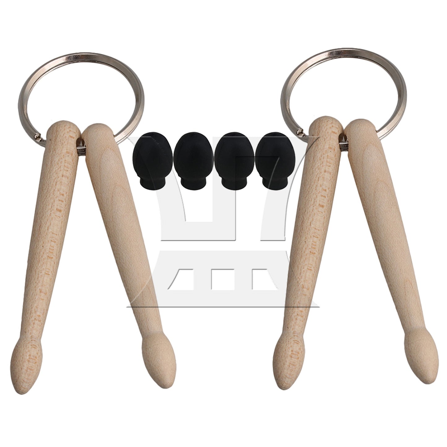 Mini Drum 2 Sticks Keychain Wood Drumsticks Key Ring Chain Percussion