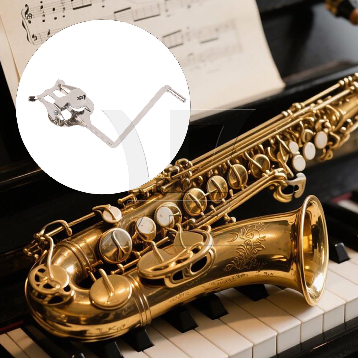 BQLZR Saxophone Clarinet Nickel Lyre Sax Clip Clamp for Saxophone Accessory
