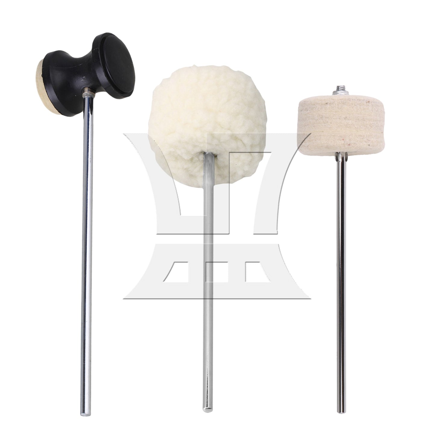 Round Shape Stainless Steel Shaft 7.48 x 1.97inch White Felt Bass Drum Beater