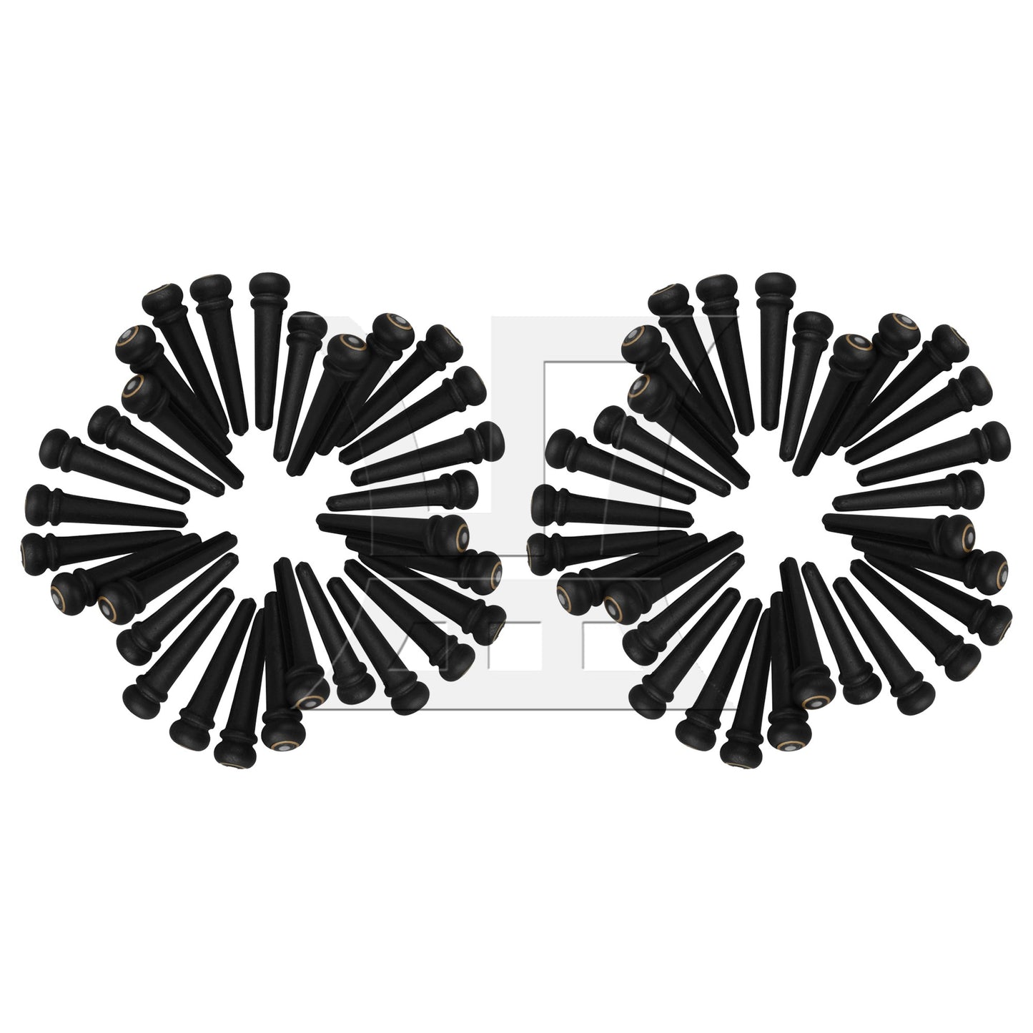 6 Acoustic Guitar Ebony Bridge Pins With Abalone Dot and Brass Circle skirt