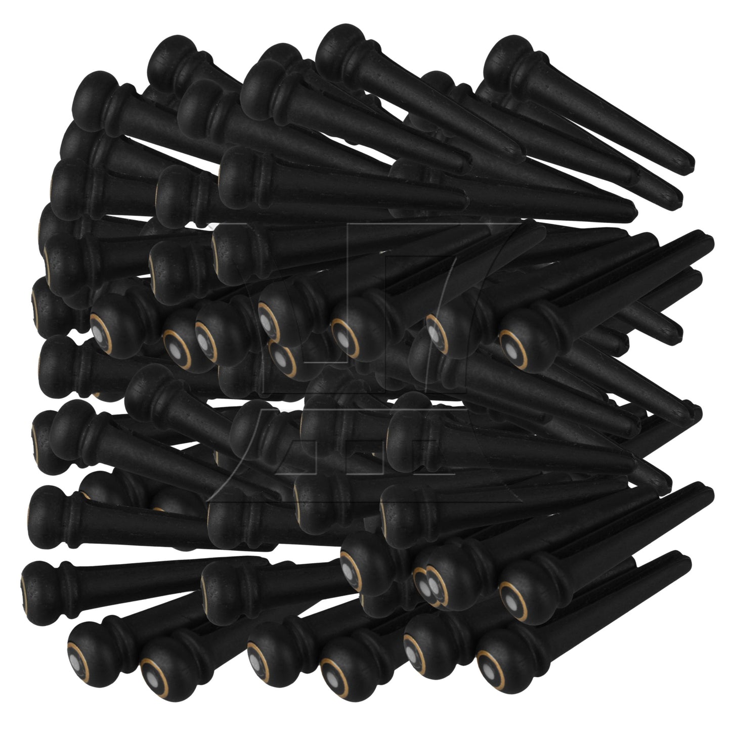 6 Acoustic Guitar Ebony Bridge Pins With Abalone Dot and Brass Circle skirt